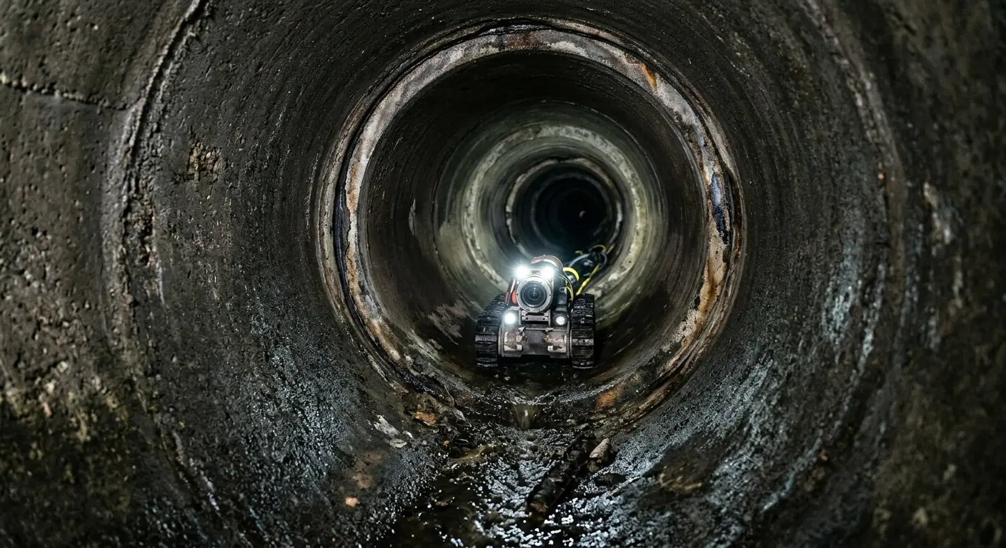 Robotic sewer camera inspecting pipe interior for Drain Snake Service in Maili