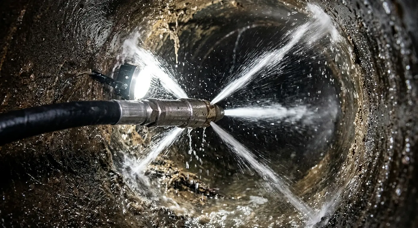 High-pressure hydro jetting nozzle cleaning sewer pipe for Sewer Line Relining in Maili